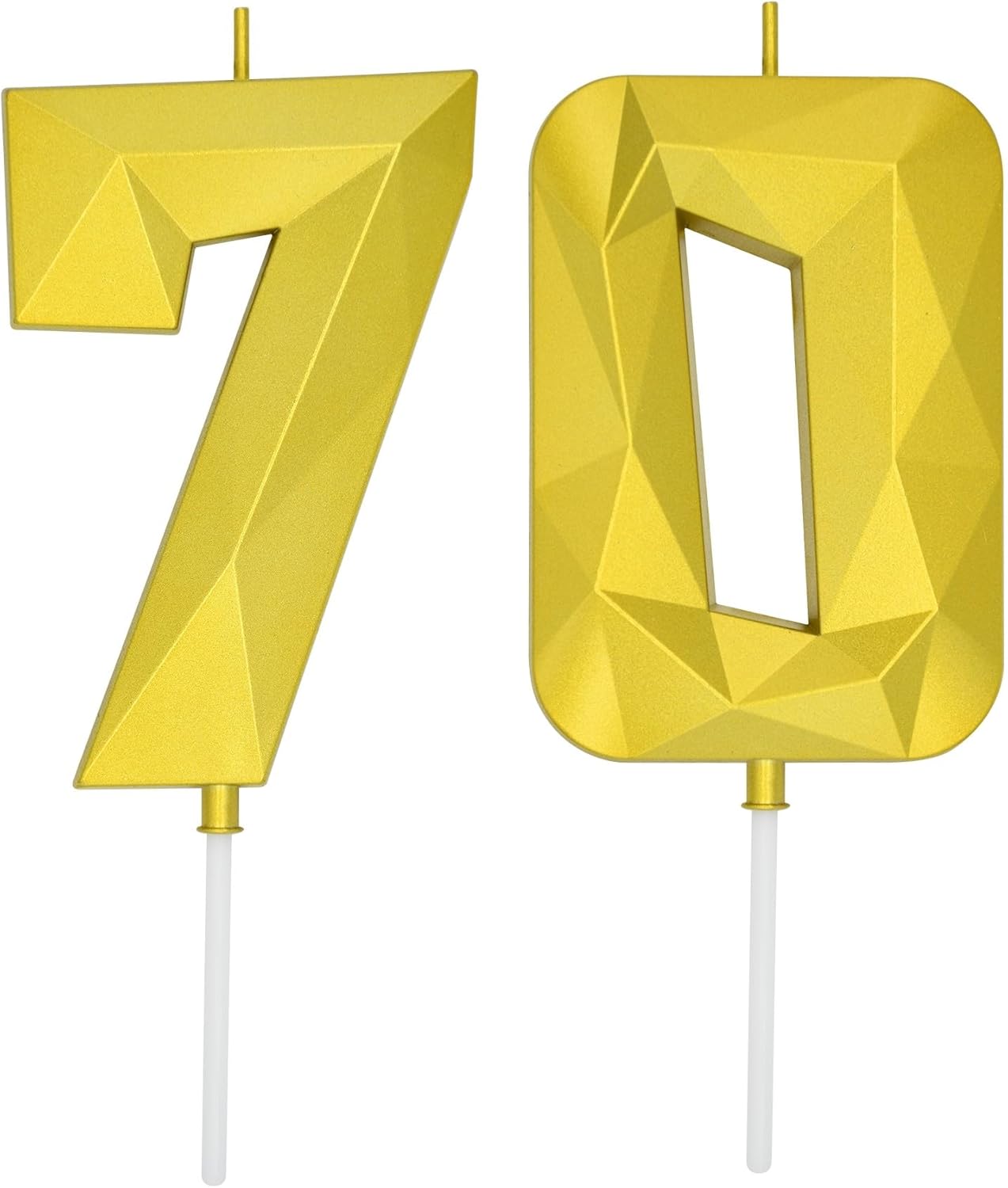 DERVENTA Large Birthday Candle Number 3D Gold 3.7 inch Party Celebration Anniversary Decoration Cake Topper 1 Piece (Number 70 Gold)