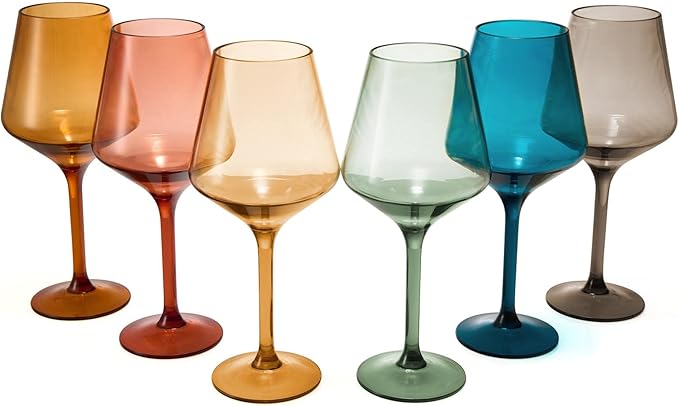 Floating Wine Glasses for Pool (18 Oz | Set of 2) - Wine Glass Set That Float | Shatterproof Poolside Wine | Beach Glass | Outdoor Tritan Plastic Glassware with Stem for Patio, Picnic - Smoke Grey