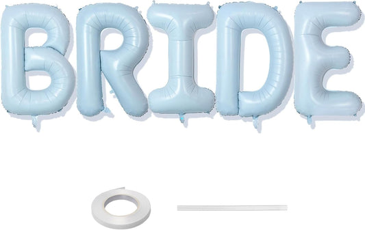 40 Inch Baby Blue BRIDE Balloons, Large Light Pastel Bride Foil Helium Balloon Banner for Bachelorette Something Blue Before I Do Bridal Shower Wedding Engagement Bride To Be Party Decorations