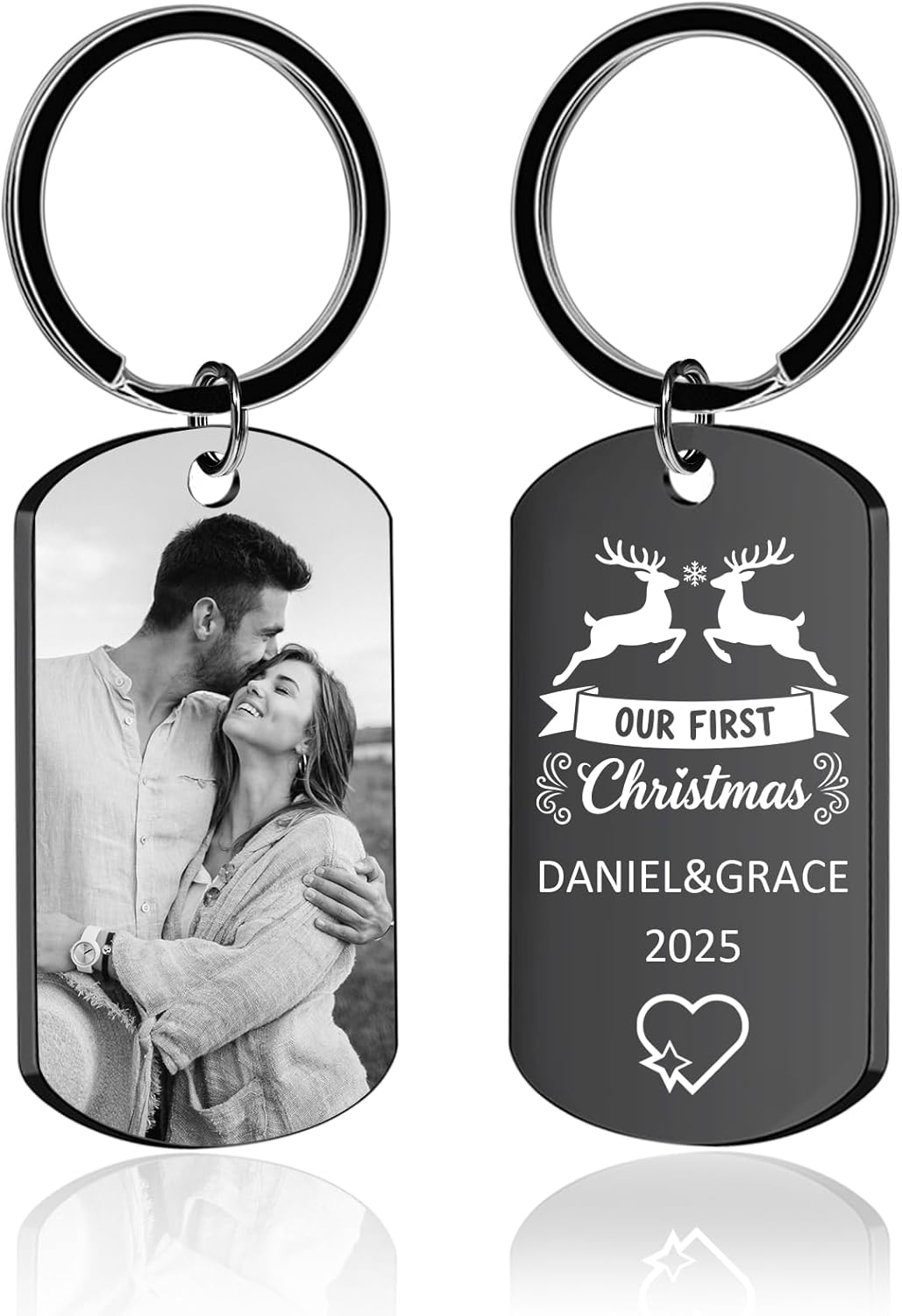 Custom Keychain with Picture - Made in USA Personalized Double Sided Photo Keychains for Men, Women, Christmas