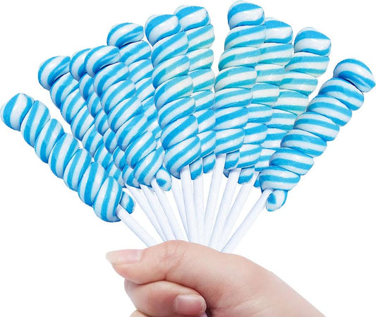 Light Blue Twisty Lollipops - 24 Unicorn Suckers Individually Wrapped Bulk - Baby Shower Candy - Gender Reveal - Candy Buffet - Boy Birthday Party Favors