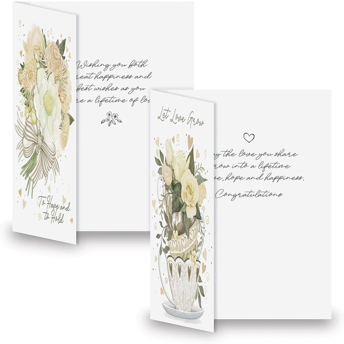 Current Wedding Stripes Congratulations Bride & Groom Greeting Cards by Nicoll Tamarin - Set of 8 (4 Designs), Large 5" x 7", Sentiments Inside, includes White Envelope