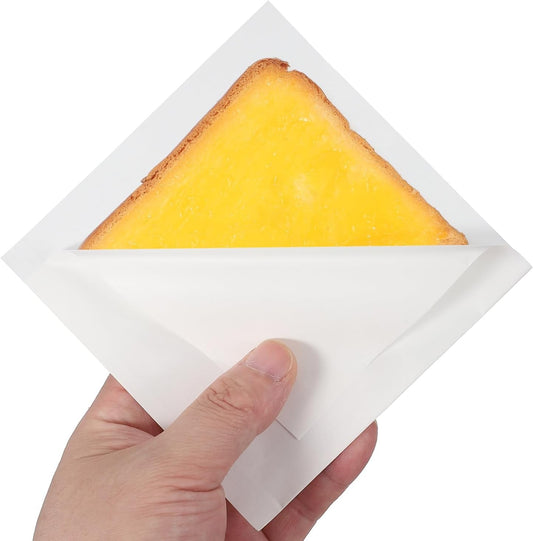 uxcell 200pcs Pastry Bags, 4.7 x 4.7 Inch Greaseproof Double Open Paper Wrappers Sandwich Bags for Donut Sandwich Pretzel Snacks Cookies, White Paper