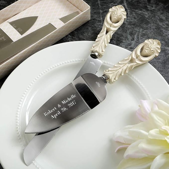 GIFTS INFINITY Personalized Wedding Cake Knife and Server Set with Engraving – Cake Cutting Utensil Set, Keepsake Gift for Wedding, Anniversary, Reception, Birthday & Other Occasions (2464)