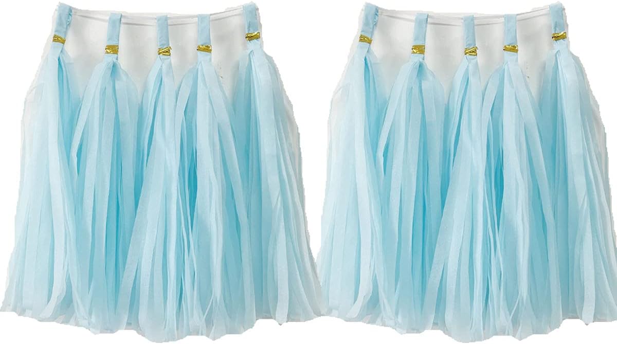 Tissue Paper Tassels Garland Banner Table Decor Party Banner Wedding Birthday Baby Shower Nursery Party Decorations (20, Lt-Blue)