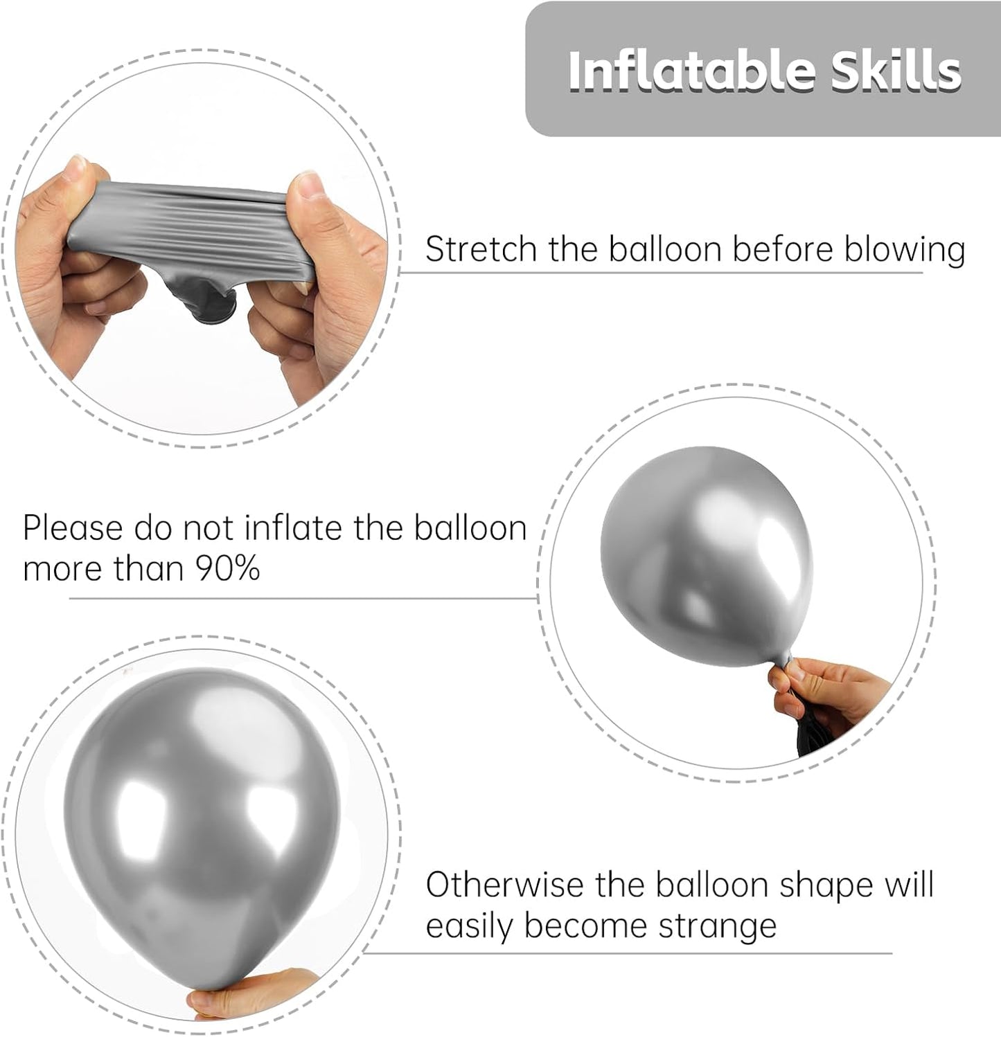 RUBFAC Silver Balloons 129pcs Different Sizes 18 12 10 5 Inches, Metallic Balloon Garland Arch Kit for Birthday Party Graduation Wedding Holiday Decoration