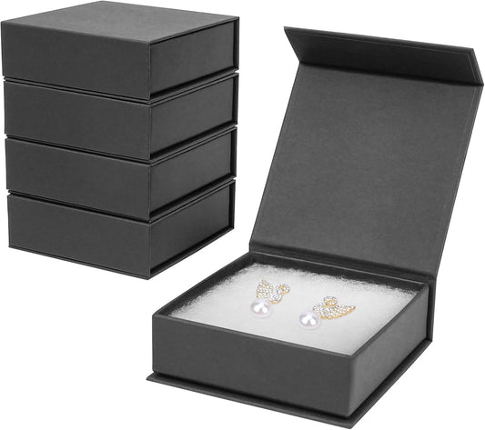 Mirgrime Jewelry Gift Boxes, 5 Pack 3.5x3.5x1 inch Small Jewelry Boxes, Cardboard Jewelry Box for Necklaces Bracelet Earring Ring(Black)