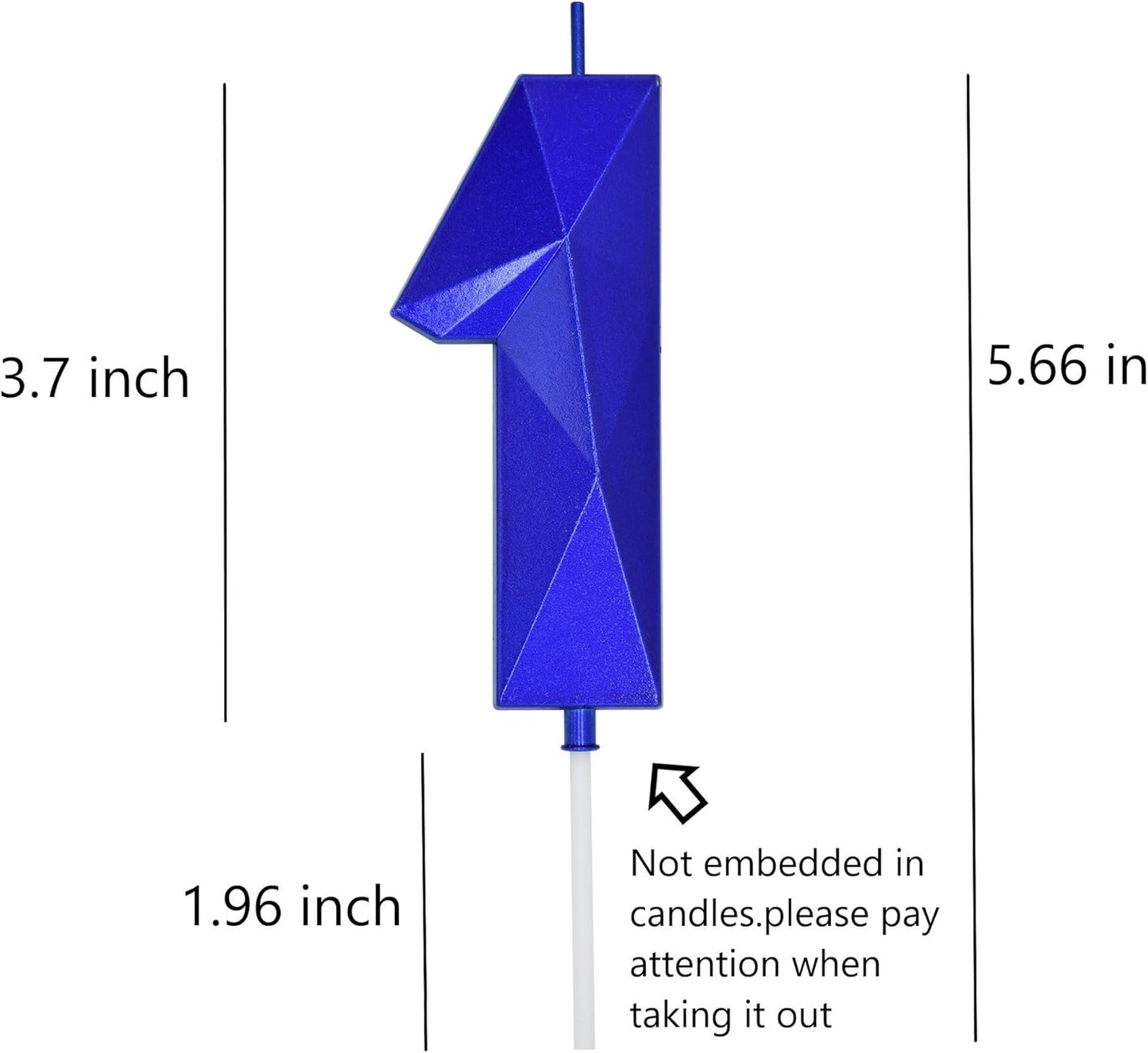 DERVENTA Large Birthday Candle Number 3D Blue 3.7 inch Party Celebration Anniversary Decoration Cake Topper 1 Piece (Number 1 Blue)