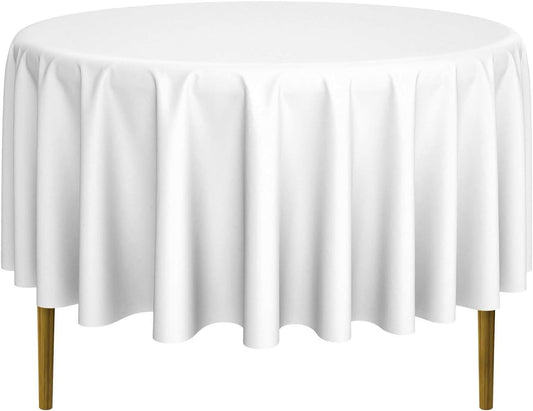 Lann's Linens - 90" Round Premium Tablecloth for Wedding/Banquet/Restaurant - Polyester Fabric Table Cloth - White