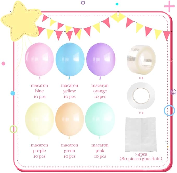 Pastel Balloons, 12 Inch Easter Balloon, 60 Pcs Pastel Rainbow Balloons Assorted Colors for Easter, Unicorn Party, Rainbow Party, Baby Shower,Spring Birthday, Wedding Decorations