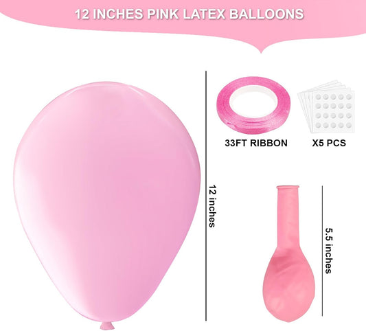 Pink Latex Balloons, 100pcs 12 inches Round Helium Light Pink Balloons for Birthday Baby Shower Wedding Valentine's Day Gender Reveal Birthday Party Decorations