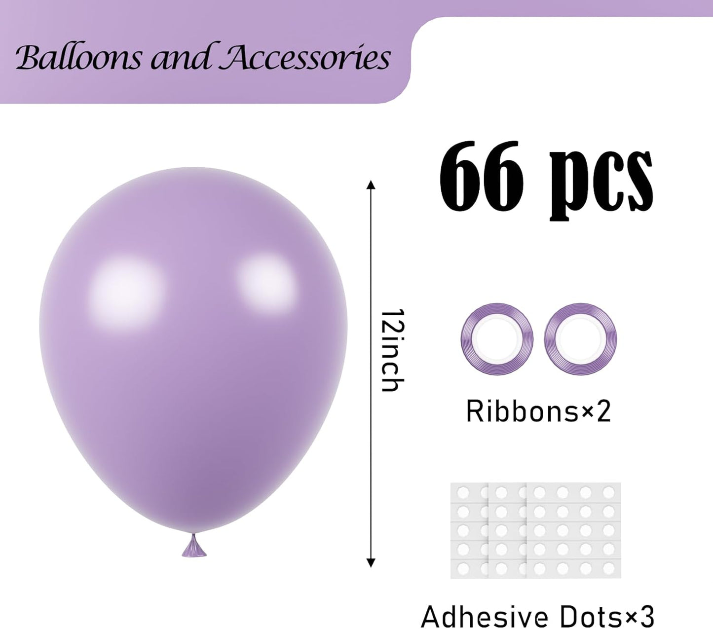 Lilac Purple Balloons, 66pack 12inch Faded Purple Latex Party Balloons for Wedding, Birthday, Graduation, Bridal Shower, Baby Shower, Gender Reveal, Anniversary Party Decorations