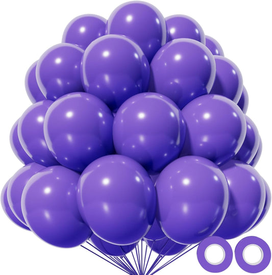 Purple Balloons 12 inch, 110pcs Latex Party Balloons Helium Quality for Birthday Graduation Baby Shower Valentines Christmas Wedding Party Decorations (Purple)