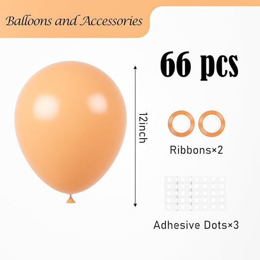 Peach Balloons, 66pack 12inch Pastel Orange Latex Party Balloons for Wedding, Birthday, Graduation, Bridal Shower, Baby Shower, Gender Reveal, Anniversary, Bachelorette Party Decorations