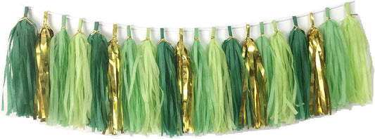 20PCS Green Paper Tassels Garland Banner Table Decor Party Tassels Banner Wedding Birthday Baby Shower Nursery Party Decorations Supplies