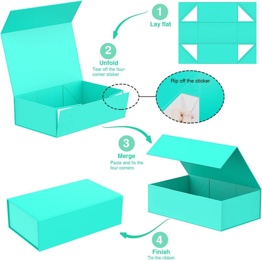 MOZRRO Gift Box with Lids, 9.85 x 5.95 x 3.15 In Magnetic Closure Gift Boxes for Gift Packaging, Gift Box for Christmas,Mothers Day,Fathers Day,Graduations,Weddings,Birthdays Gifts