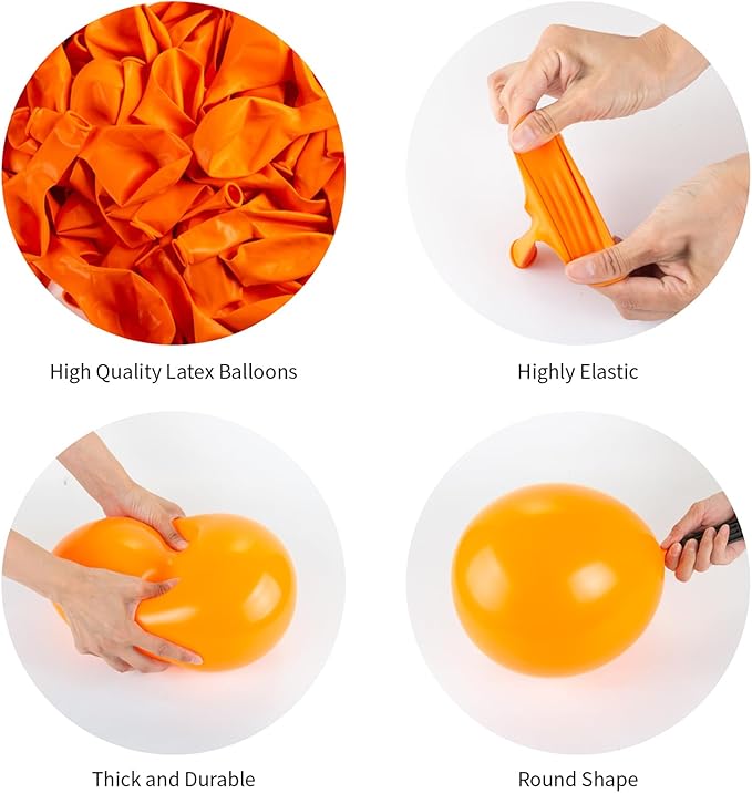 Orange Balloons, 140pcs 18 12 10 5 Inch Different Sizes Pack Party Latex Balloons for Birthday Halloween Holiday Balloon Garland as Party Decorations