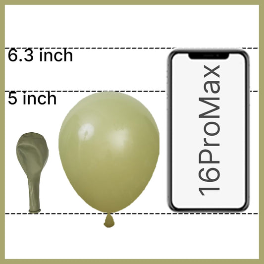 PartyWoo Sage Green Balloons 50 pcs 5 Inch Small Mini Matte Sage Olive Green Boho Neutral Eucalyptus Latex Balloons for Wedding Baby Shower Gender Reveal Birthday Party Decorations Green-F11