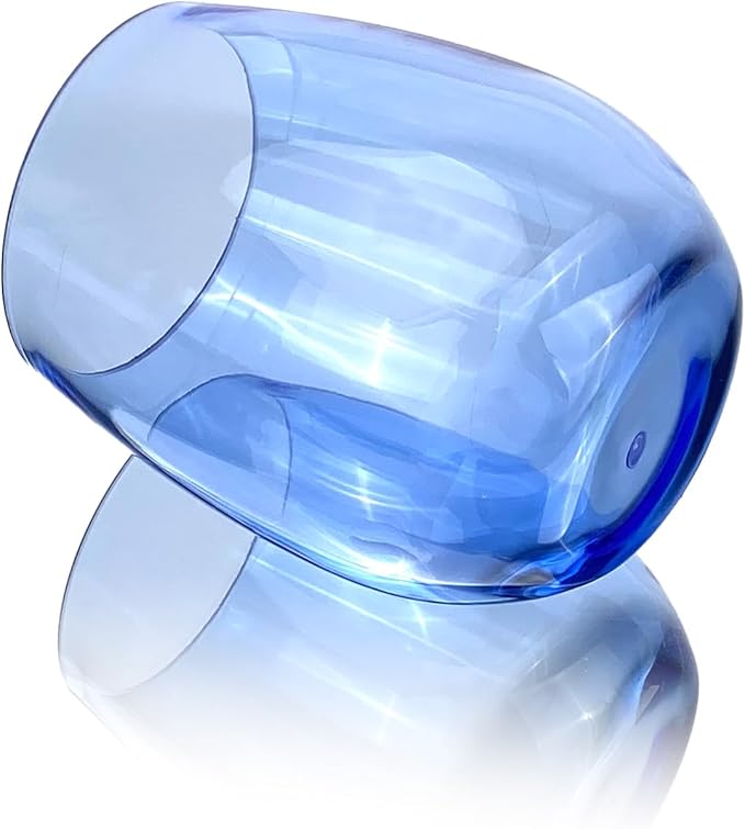 Set of 6 Acrylic Wine Glasses, 18-ounce Plastic Tumbler for Party Use,BPA Free,Dishwasher Safe (Blue)