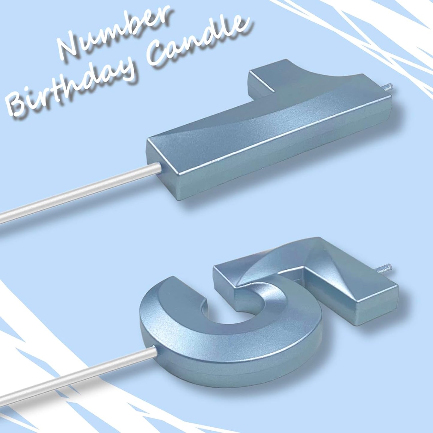 Blue Number 15 Candles, 3D Diamond 2.76 Inch Cake Topper Birthday Candles for Wedding Anniversary Cake Decorations, Happy Birthday Party Decorations