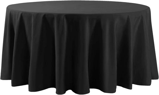 108 inch Round Tablecloth Washable Polyester Table Cloth Decorative Table Cover for Wedding Party Dining Banquet（108 inch,Black）