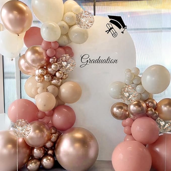 Dusty Pink and White Balloon Garland Arch Kit, 167Pcs Retro Pink Sand Smoke Champagne Gold Latex Balloons for Women Girl Birthday Bridal Baby Shower Wedding Party Decorations