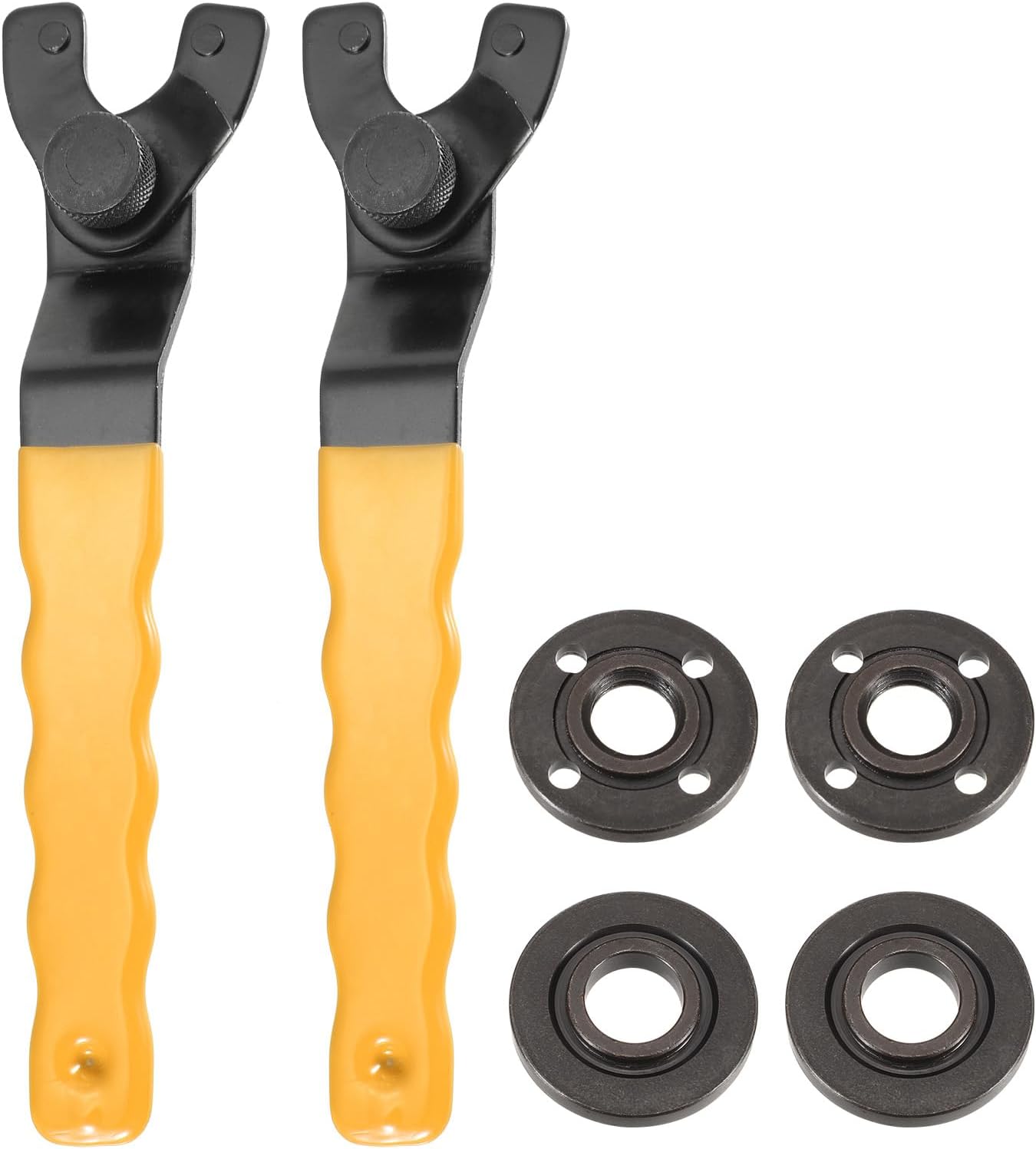 HARFINGTON Adjustable Angle Grinder Wrench Set 0.4"-1.9" Range Universal Lock Nut Pin Spanner Wrench with Grinder Shaft Nut for Angle Grinder Grinder, Yellow