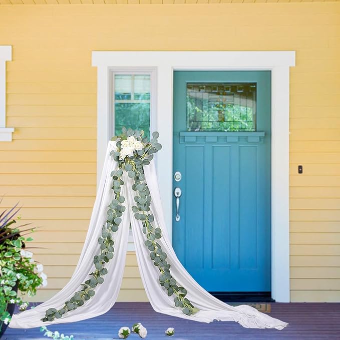 DearHouse Artificial Eucalyptus Garland Faux Silk Eucalyptus Leaves Vines Handmade Garland Greenery Wedding Backdrop Arch Wall Decor