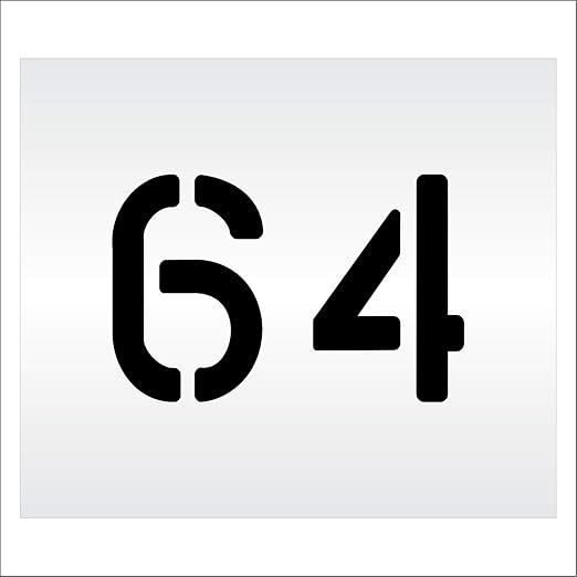 Pavement, Curb, and WheelStop Stencils - 6 inch Double Number Stencil - (64) - 6" x 9" x 1/8" (128 mil) - Pro-Grade