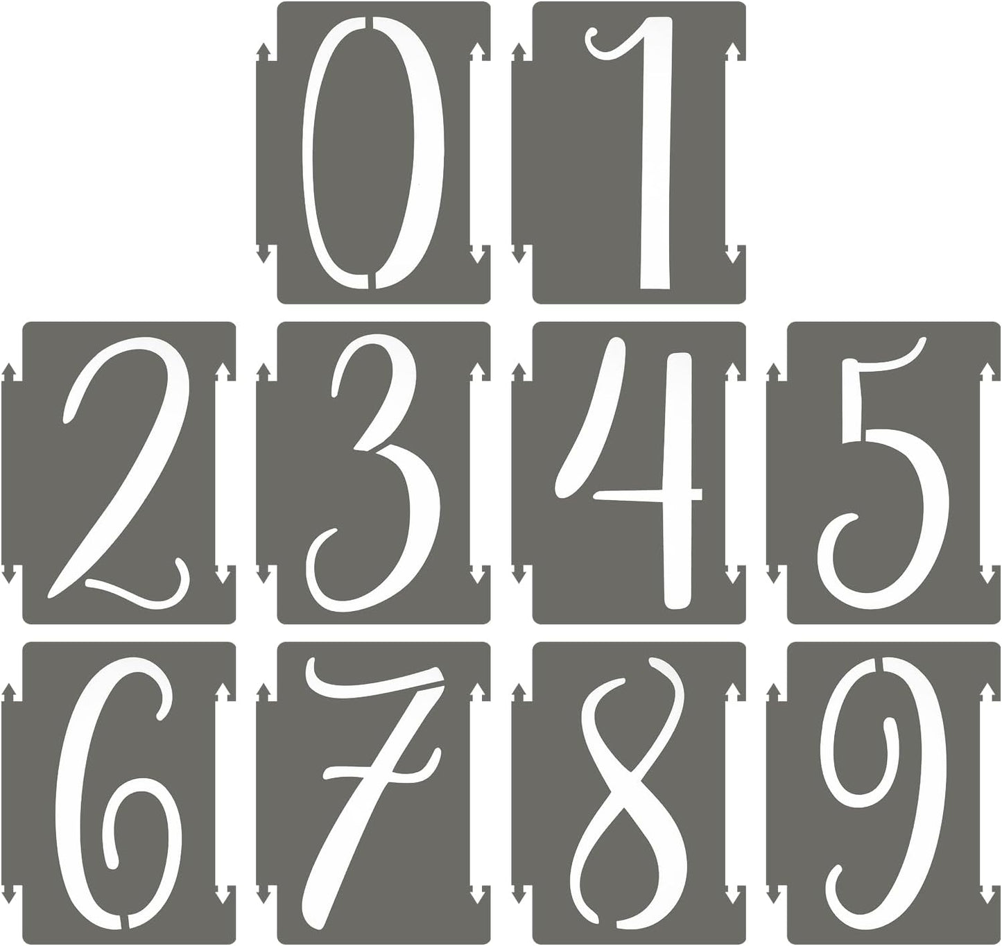 PATIKIL 20Pcs 3 Inch Large Number Stencils, 0-9 Address Number Stencil, Reusable Plastic Digital Templates for Crafts Drawing Stencils Templates White