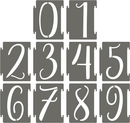 PATIKIL 20Pcs 3 Inch Large Number Stencils, 0-9 Address Number Stencil, Reusable Plastic Digital Templates for Crafts Drawing Stencils Templates White