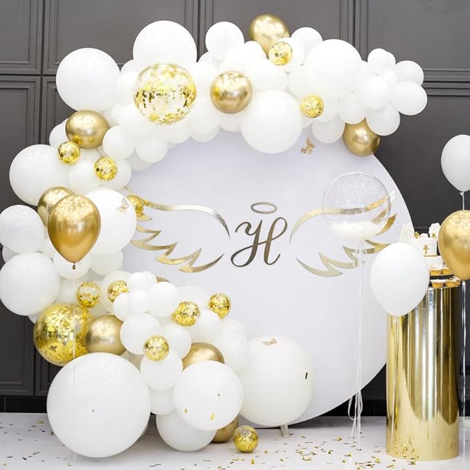 RUBFAC 120pcs Balloons for Birthday Baby Shower Graduation Anniversary Wedding Party Supplies Garland Arch Decoration,12 Inches,White