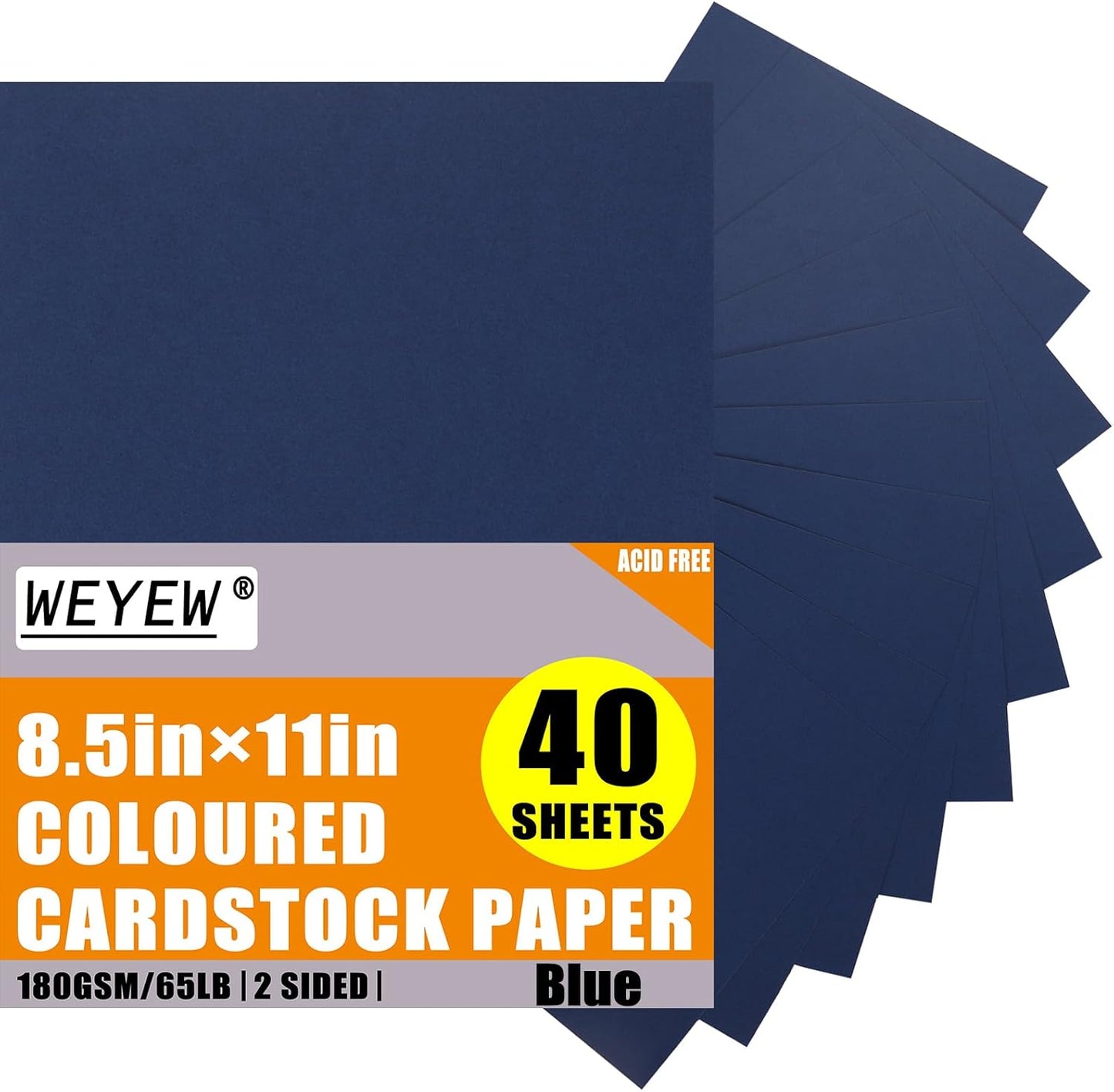 Blue Cardstock 8.5 x 11 Thick Paper, 40 Sheets 65 LB/180 GSM, Cardstock Printer Paper for Invitations, Menus, Wedding, DIY Cards, Kids School Supplies