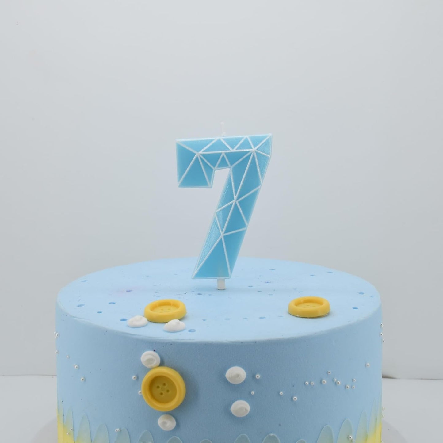 DERVENTA Birthday Candle Big Number 3D Macaron Blue 3.7 inch Party Celebration Anniversary Decoration Cake Topper 1 Piece (Number 7 Macaron Blue)