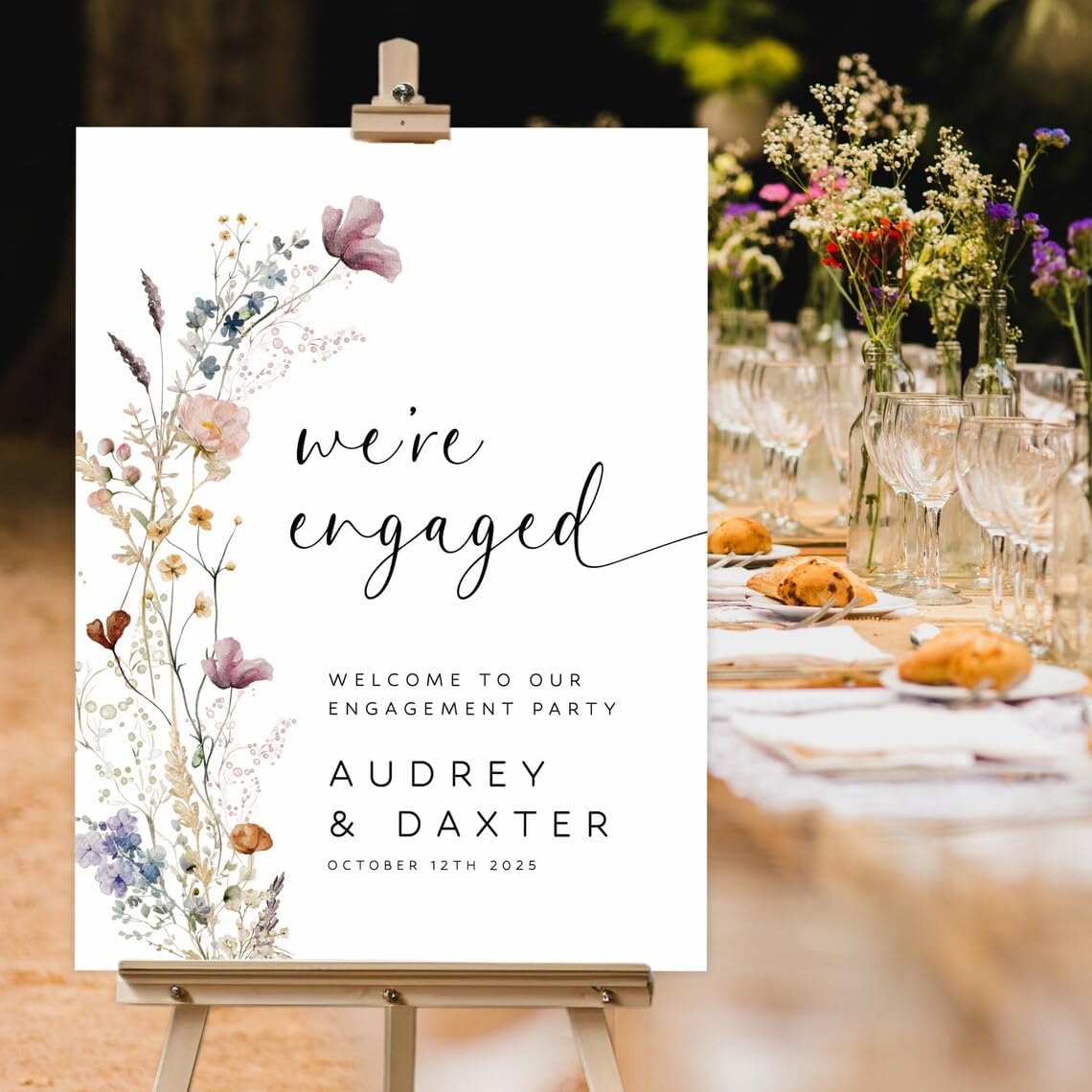 Engagement Party Welcome Sign Wild Flowers