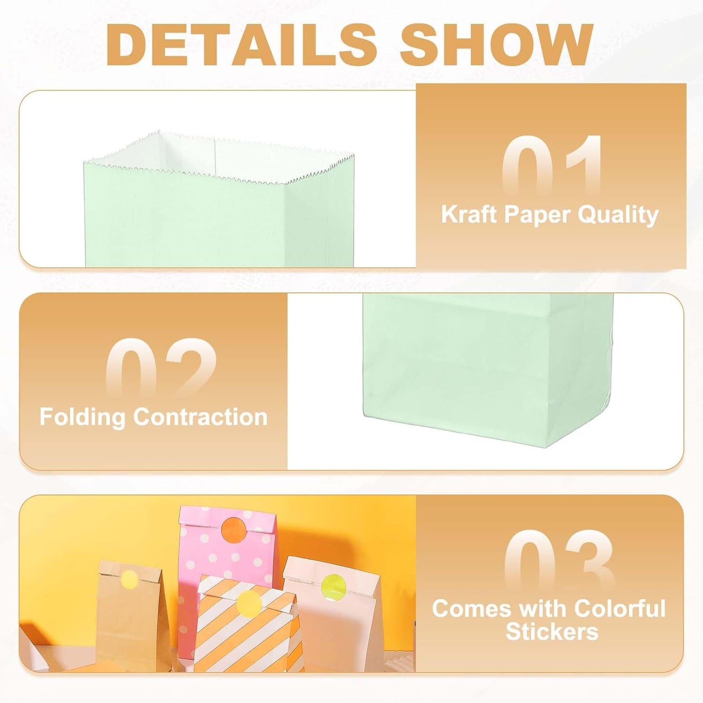 PATIKIL Party Favor Bag, 24 Pcs 3.5x2.4x7.1 Inch Mini Paper Candy Bags Gift Treat Celebration Halloween Goody Birthday Wedding Party with Stickers, Soft Green