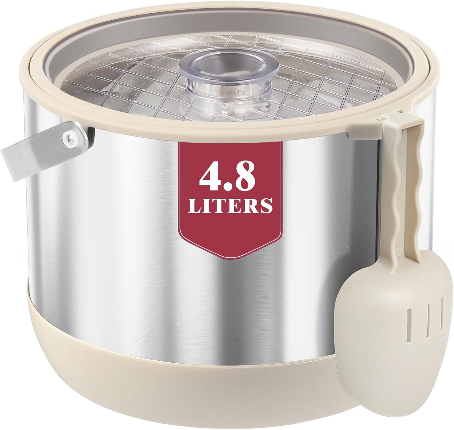 5Quart/4.8L Insulated Ice Bucket with Scoop & Lid, Double-Wall Ice Bucket,Large Party Bucket BPA Free for Cocktail Bar, Champagnes (White)
