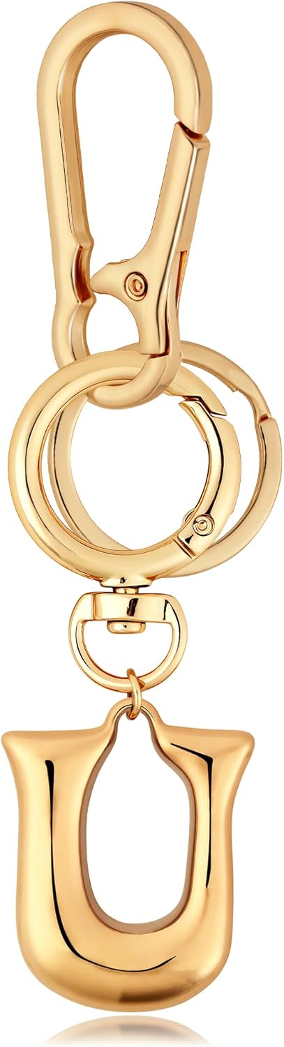 Gold Bubble Heart Initial Bag Charms for Handbags – Cute Initial Letter Keychain for Women, Purse Charms, Gold Gift