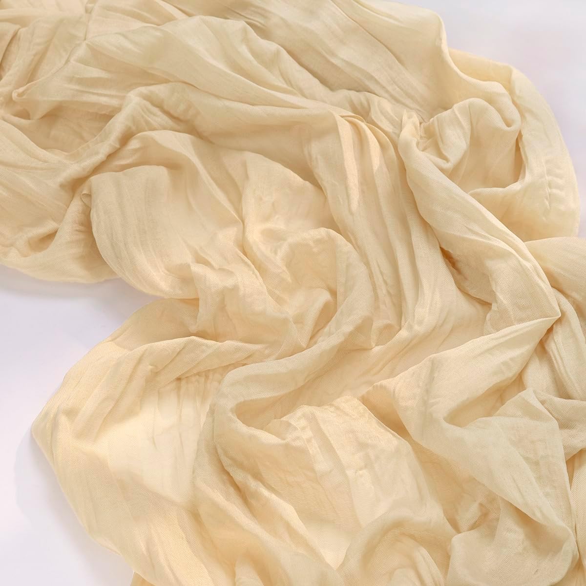 MLMC Champagne Cheesecloth Table Runner 10ft Sand Rustic Fall Gauze Cheese Cloth Table Runner 35x120 Inches for Farmhouse Cozy Holiday Outdoor Events Home Decor