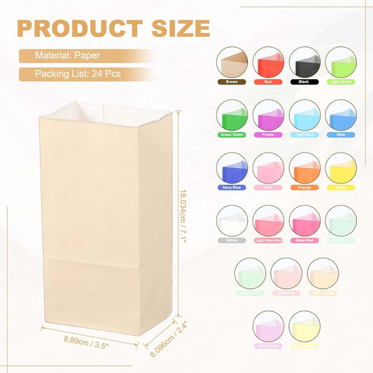 PATIKIL Party Favor Bag, 24 Pcs 3.5x2.4x7.1 Inch Mini Paper Candy Bags Gift Treat Celebration Halloween Goody Birthday Wedding Party with Stickers, Soft Orange