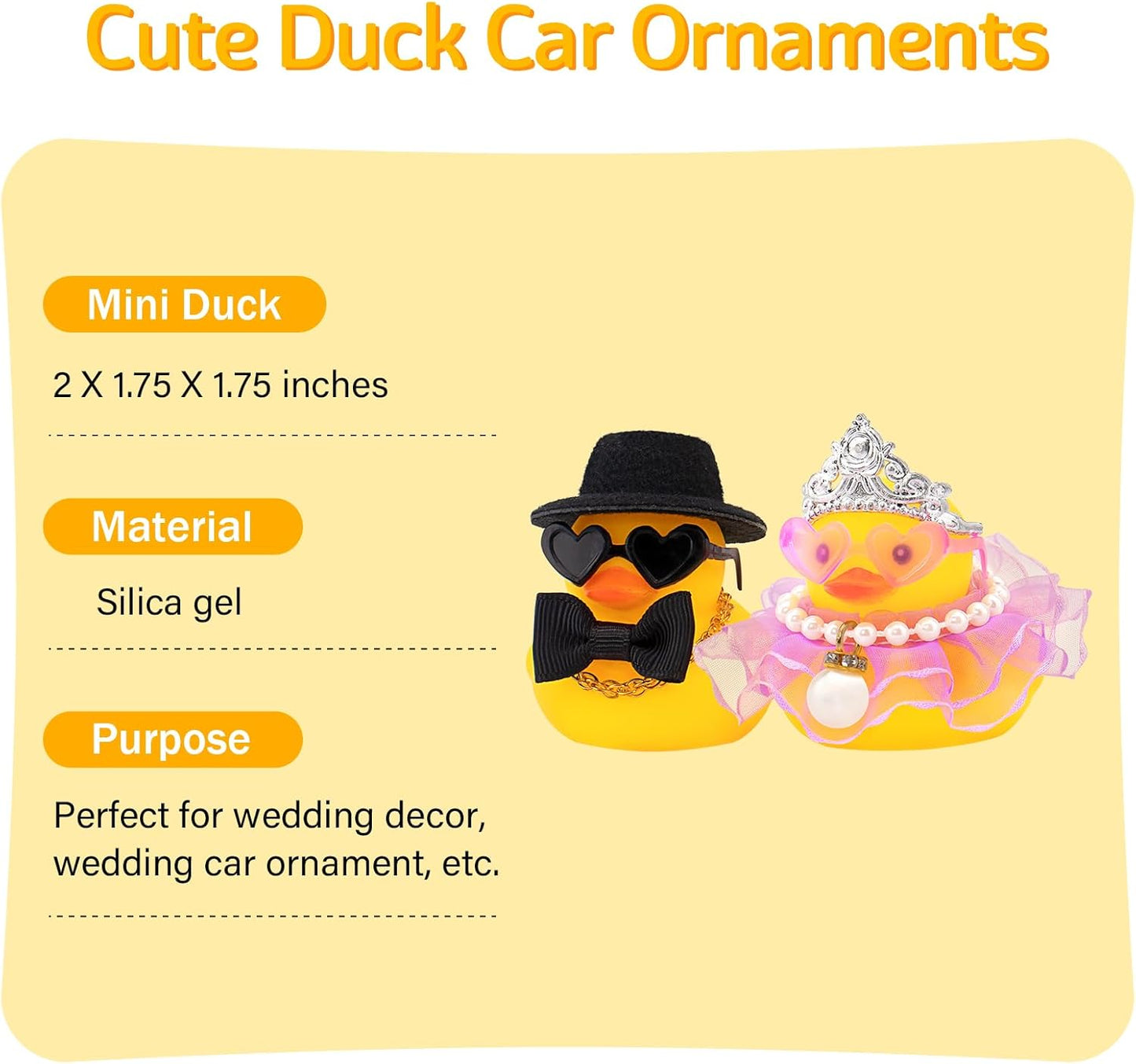 wonuu Pair Set of 2 Bride and Groom Rubber Ducks for Wedding Favors, Party Favors, Ceremony Gift Set, Marriage Souvenir, Marry Blessings, Aniversary Present, Purple Dress&Soft Top Hat