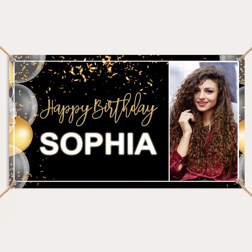 Generic Personalized Happy Birthday Banner, Customized With Name, Indoor And Outdoor Use, 14x26 Inch, Color 8, Occasion: Birthday, Item Type: Banner, Item Type Keyword: outdoor-flags