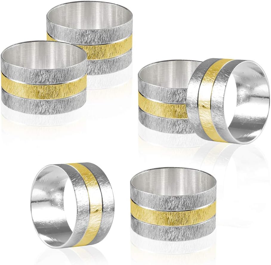 Picowe Napkin Rings, Set of 6 Elegant Metal Buckles Decorative Napkin Ring for Dining Table Parties Wedding, Christmas, Thanksgiving Day Dinner