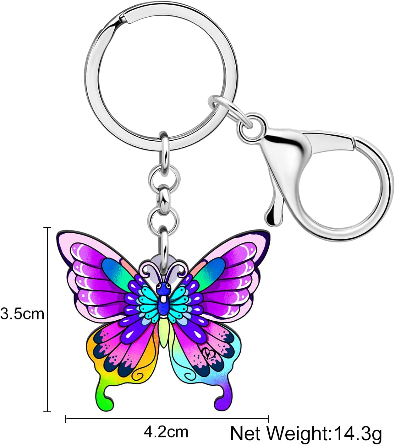 BONSNY Morpho Menelaus Butterfly Key Chains for Women Car Purse Bag Rings Pendant Charms