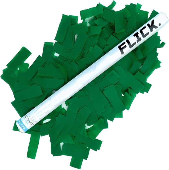Ultimate Confetti - 8 Pack Dark Green Confetti Wands - Handheld 14" Biodegradable Tissue Paper Confetti Flick Sticks For Wedding, Birthday, Parties & Live Events - 2 Handfuls, 1.5 oz Each Stick