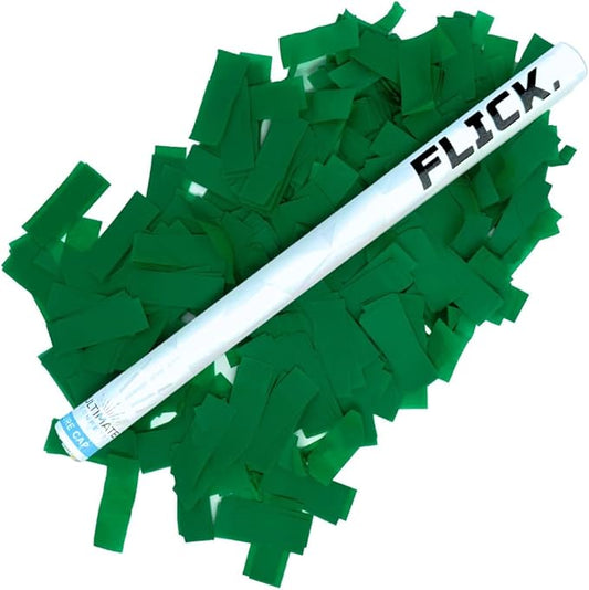 Ultimate Confetti - 8 Pack Dark Green Confetti Wands - Handheld 14" Biodegradable Tissue Paper Confetti Flick Sticks For Wedding, Birthday, Parties & Live Events - 2 Handfuls, 1.5 oz Each Stick