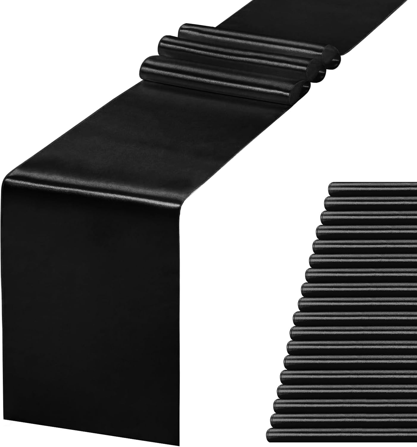 20 Pack Satin Table Runner 12 X 108 Inch Silk Table Runner for Party,Wedding, Birthday, Banquets,Decoration(Black)