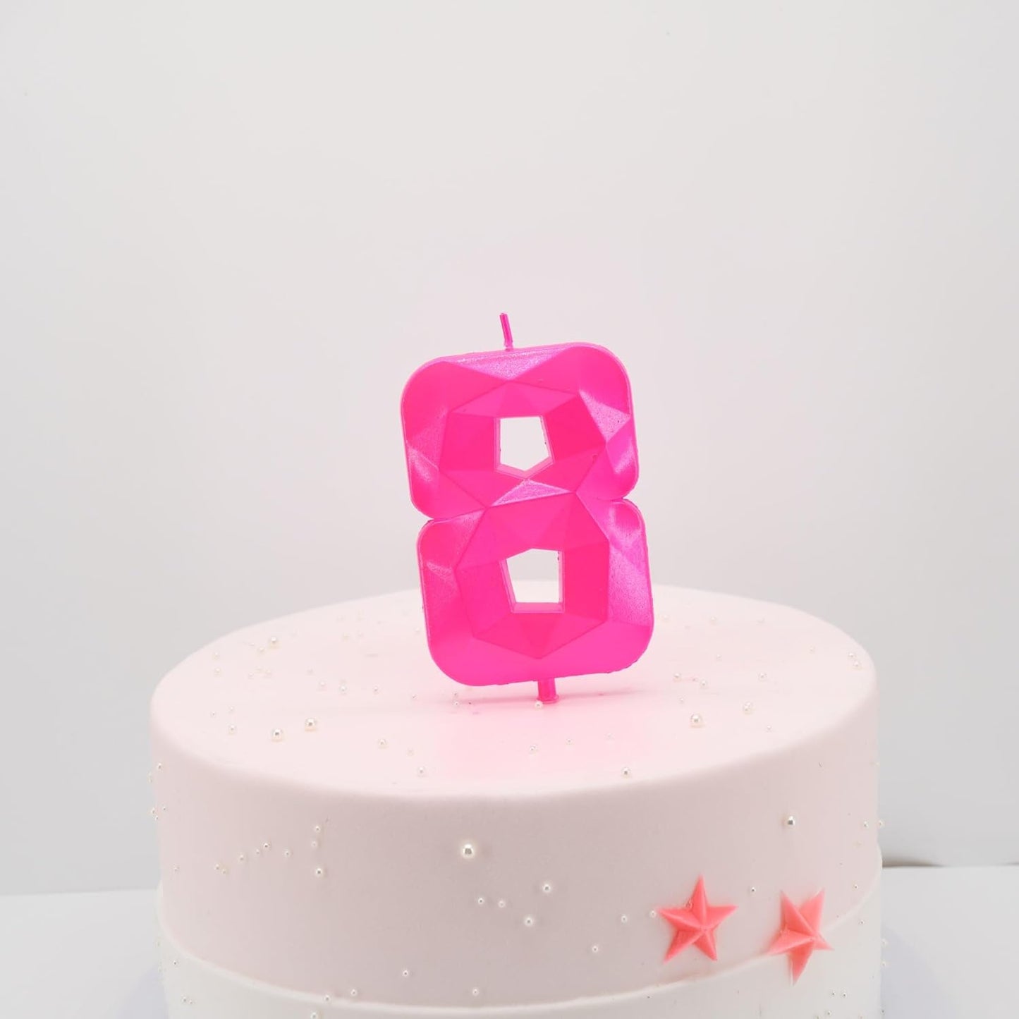 DERVENTA Large Birthday Candle Number 3D Pink 3.7 inch Party Celebration Anniversary Decoration Cake Topper 1 Piece (Number 8 Pink)