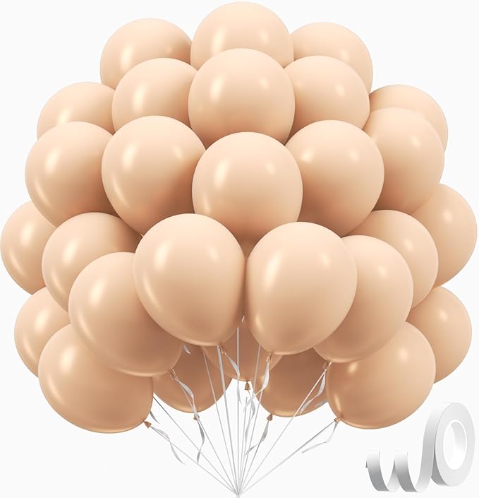 Nude Balloons 12 inch, Beige Latex Balloons 50pcs Party Balloons for Netural Baby Shower Gender Reveal Birthday Party Decorations