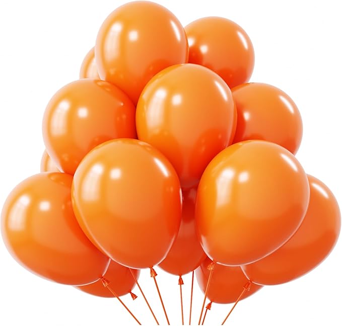 KBZVNAF Orange Balloons Latex Party Balloons - 50 Pack 12 inch Helium Matte Orange Balloons for Birthday Wedding Baby Shower Halloween Party Decorations